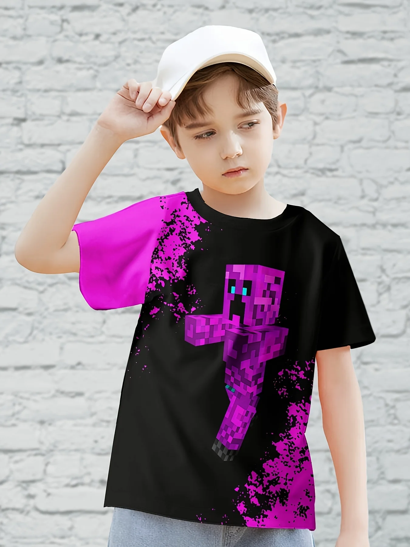 Camiseta casual de manga curta infantil, 4-14 anos para meninos e meninas, camisetas e camisetas com estampa de jogos quentes, roupas de presente infantil, verão