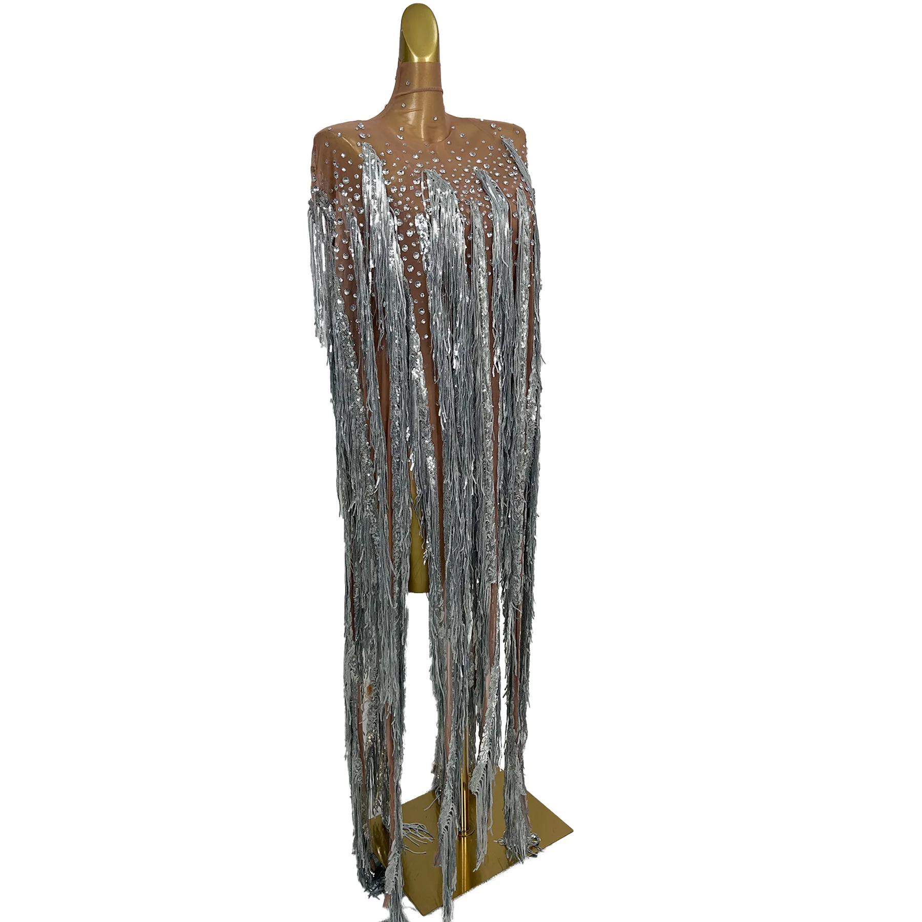 ชุดเดรสยาวระบายประดับเลื่อมและ - Sparkly Rhinestone Club Party Dress บทวิจารณ์และราคา