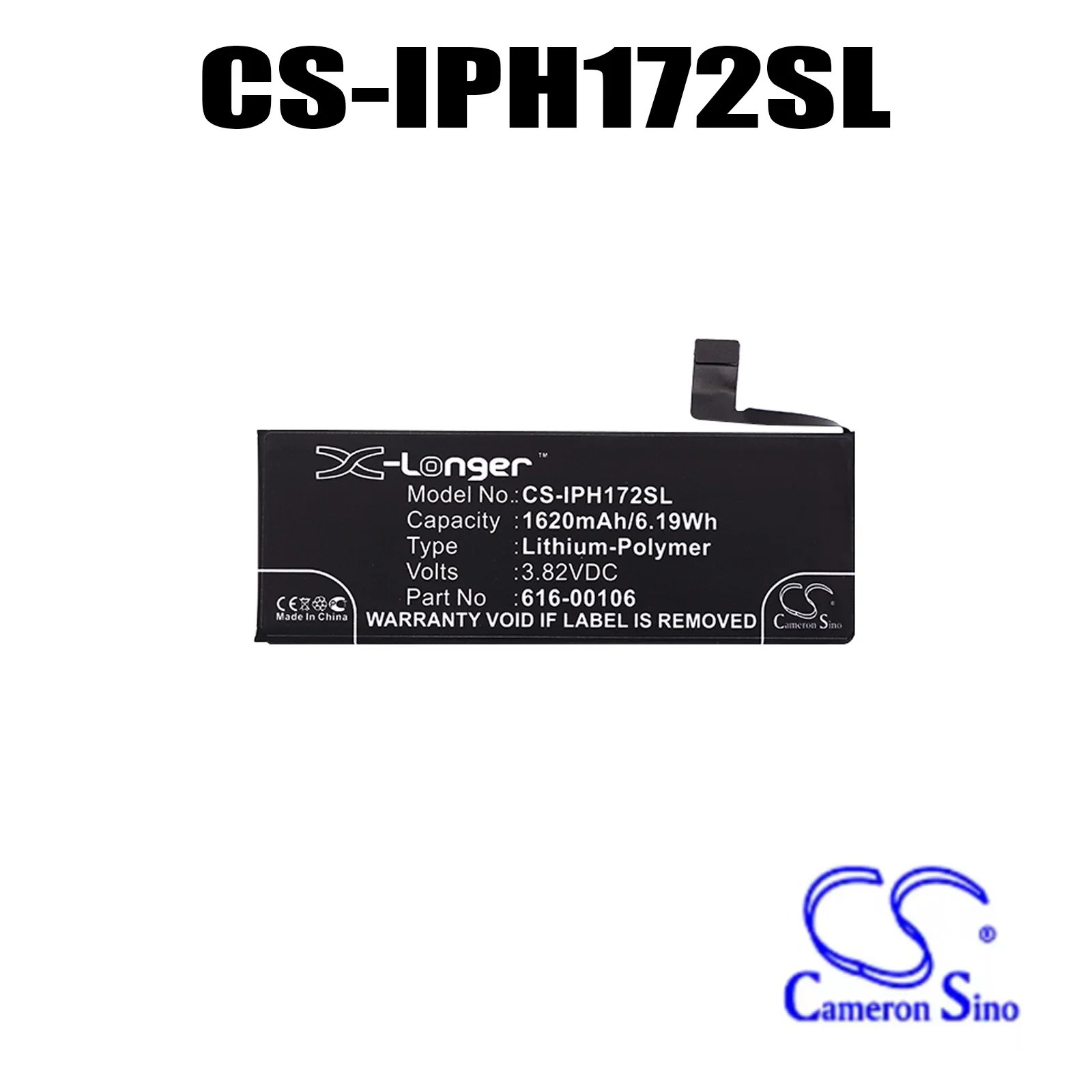 Аккумулятор CS 616-00106, 616-00107 для Apple iPhone SE, A1662, A1723, A1724 3.82В/1620мАч