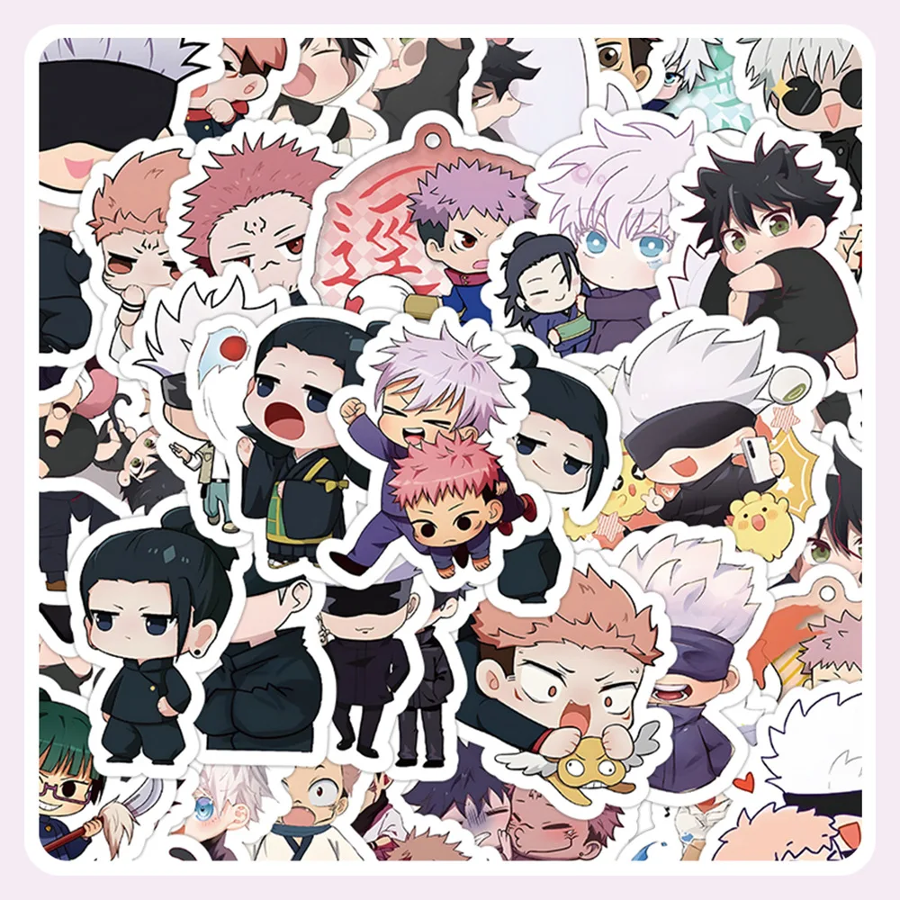 

60pcs Kawaii Jujutsu Kaisen Anime Stickers Itadori Yuji Cartoon Decal Laptop Skateboard Notebook Car Bike Sticker for Kid