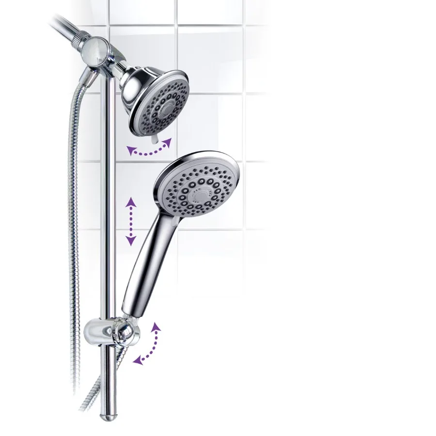 

30-Setting 3-Way Fixed Handheld Shower Head Combo Chrome
