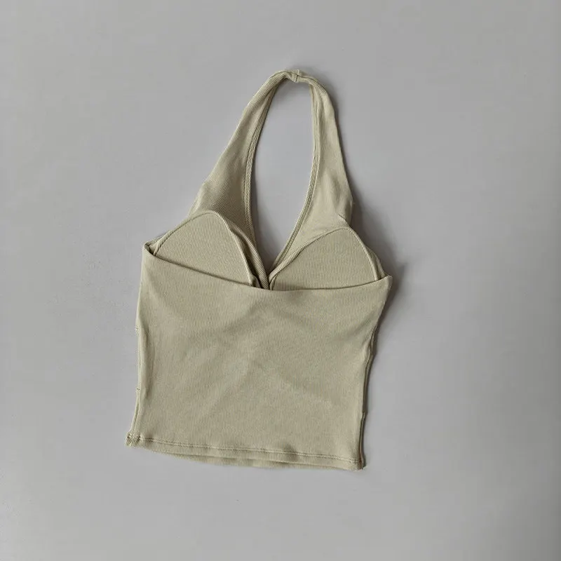 Halter-Neck-Camisole Damen-Oberbekleidung Damen Frühling Schöner Rücken Sport-Fitness-Kleidung mit Brustpolstern Schlankmachende Yoga-Tops – Detail 11