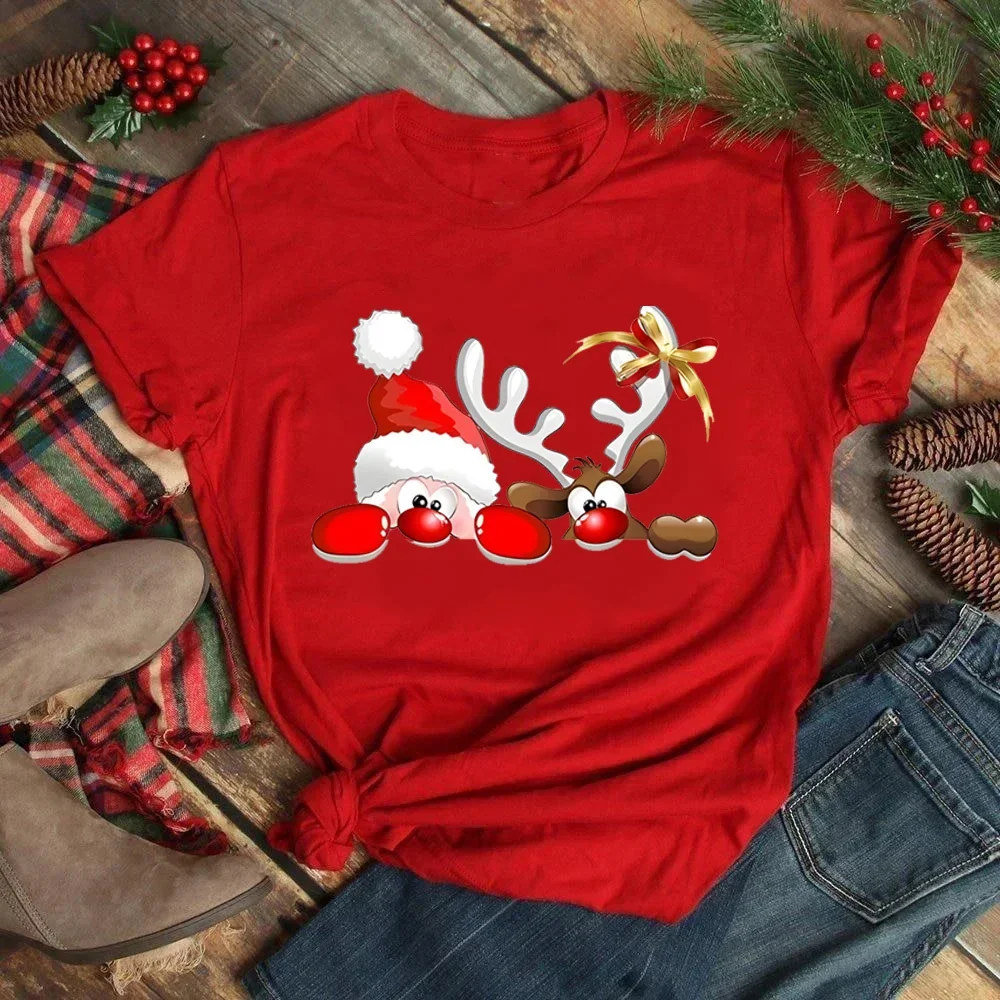 إِلْكَة عيد الميلاد تي شيرت حريمي ريترو 80s مخدر ملابس الشارع الشهير تي شيرت نسائي جامعة ملابس كورية عصرية جمالية قوطية