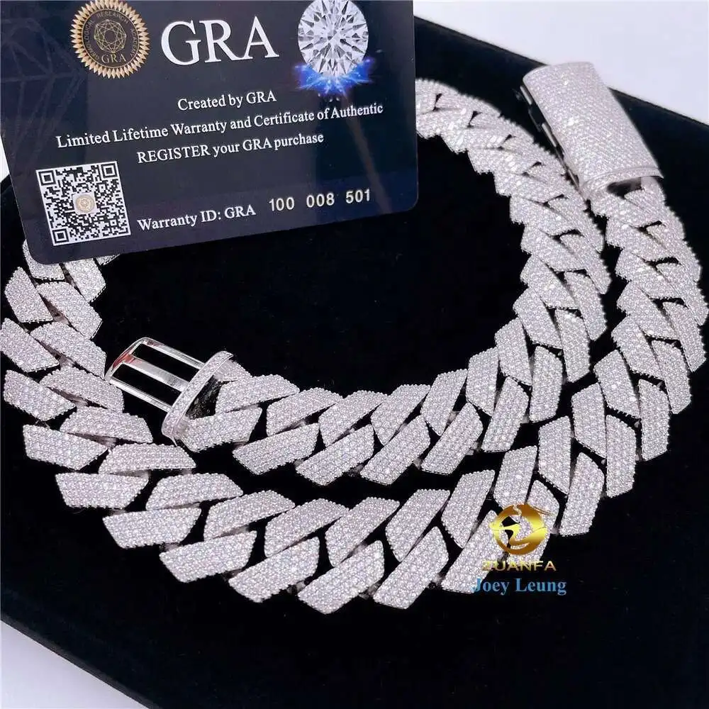 

Pass Diamond Tester 20mm 925 Silver Mens Vvs Moissanite Diamond Iced Out Miami Cuban Link Chain Necklace Custom Hip Hop Jewelry