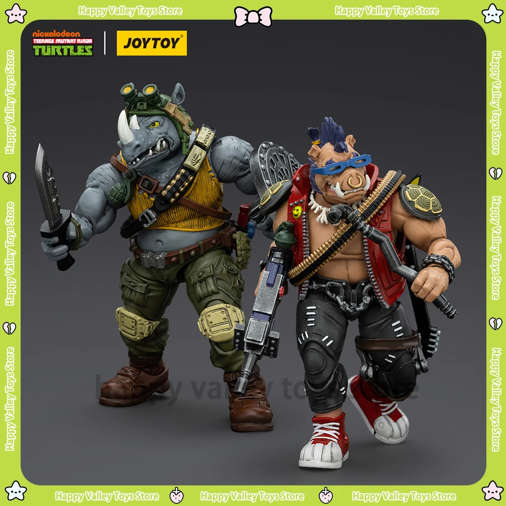 [IN STOCK] JOYTOY 1/18 Action Figure TMNT Ninja Turtles Anime Beebop Rocksteady Figures Pvc Model Collection Toys Children Gift