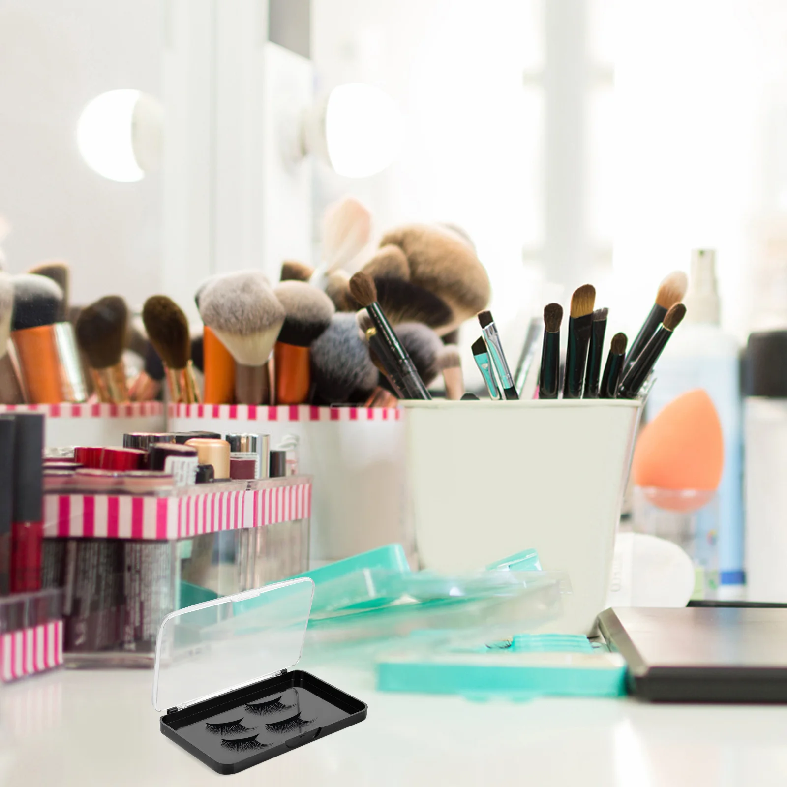 

4Pcs Eyelash Storage Box Fake Lashes Container Portable Lash Holder Transparent Window Display Organizer Eyelash Storage Box