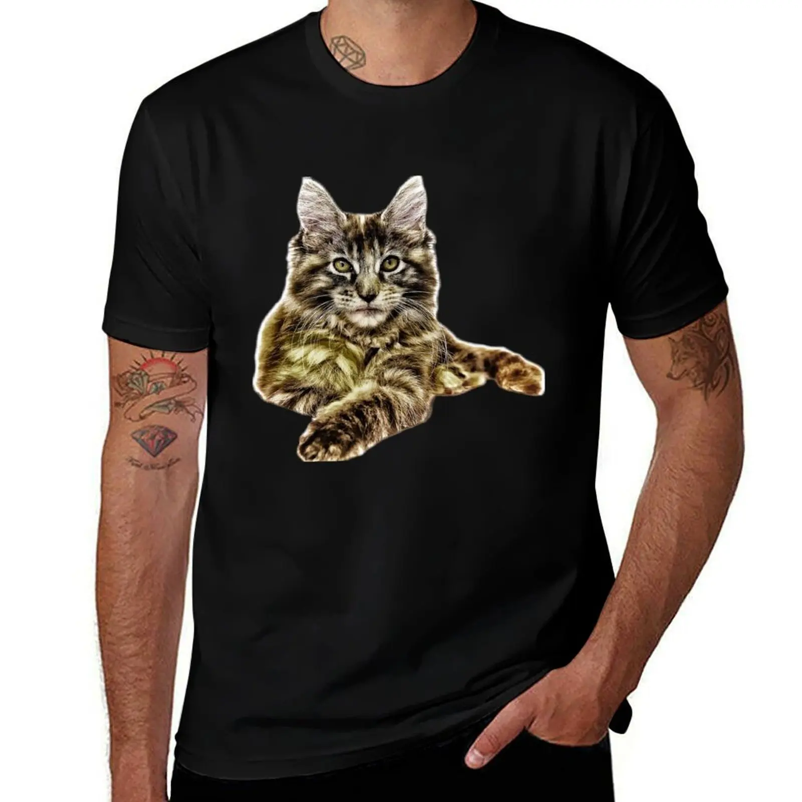 

maine coon cat TSHIRT T-Shirt t shirt for man cotton tshirt 100% T-Shirt
