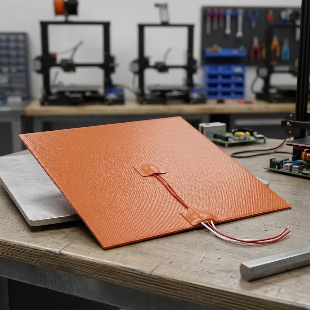 Orange Silicone Heating Pad 200x200mm Self Fast Heat Bed Mat For 3D Printer Hot Plate Industrial Lab Equipment