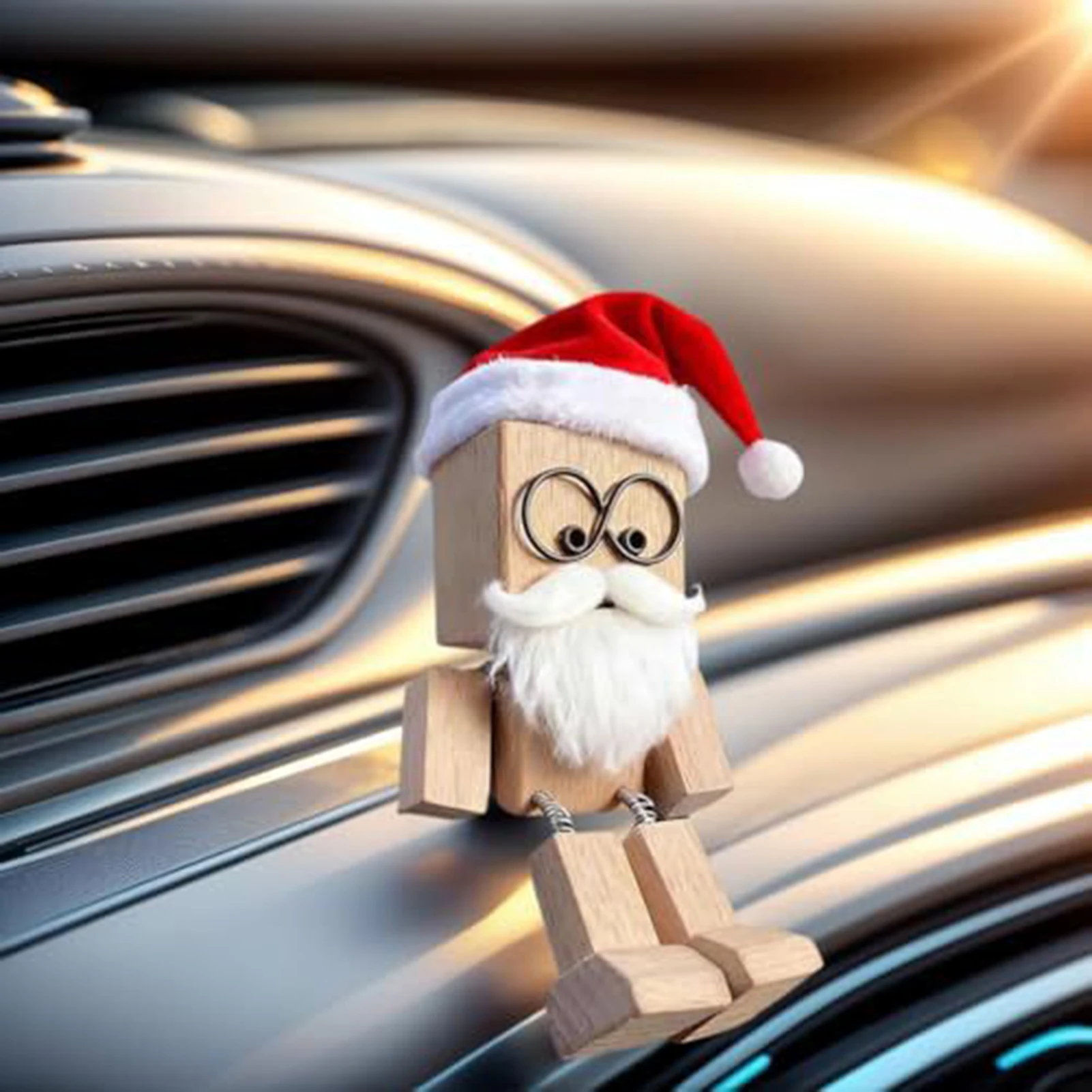 Wooden Wobbling Figure for Car Dashboard Office Desktop Christmas Decoration Funny Swaying New Year Ornament Gift Durable