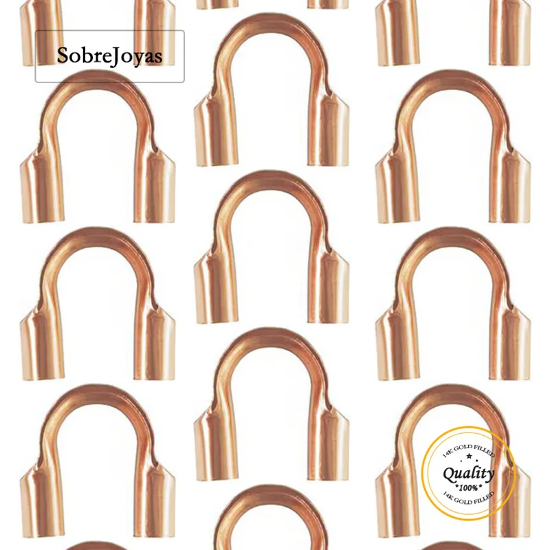 14K Rose Gold Filled Wire Savers 0.021' / 0.031' Hole Cable Thimble Protector Guardian for DIY Jewelry Wholesale Bulk Making