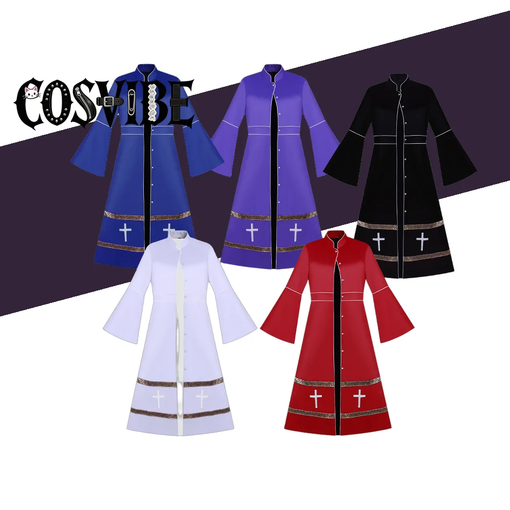 

Medieval church clergy priest attire, female robe,cassock with tunic Cosplay Outfit for Halloween Carnival