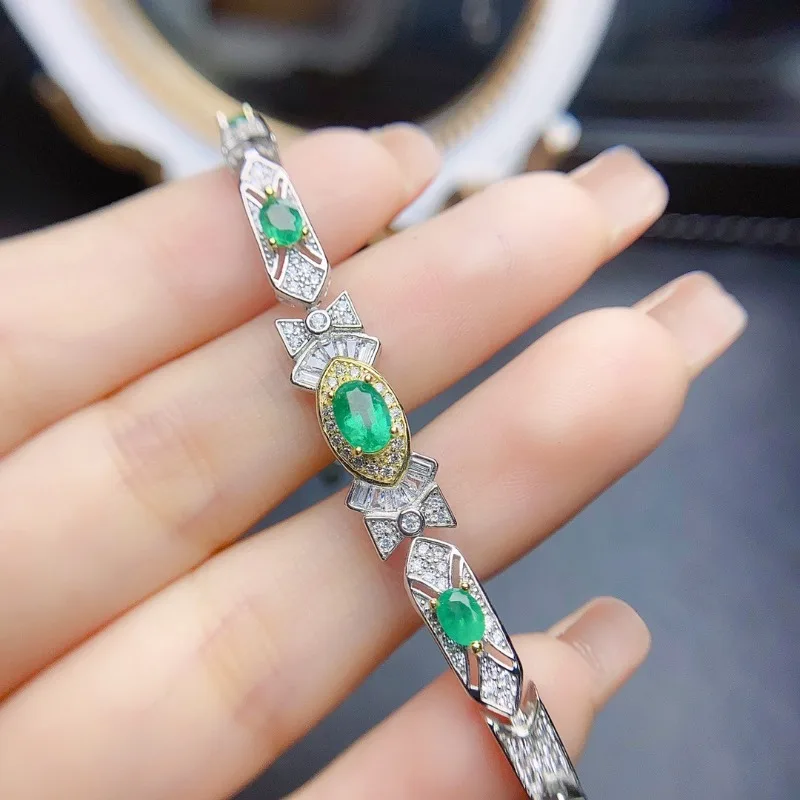 

SACE GEMS Новое поступление стерлингового серебра 925 пробы 4*6 мм браслеты из натурального изумруда с драгоценными камнями для женщин обручальные коктейльные ювелирные изделия