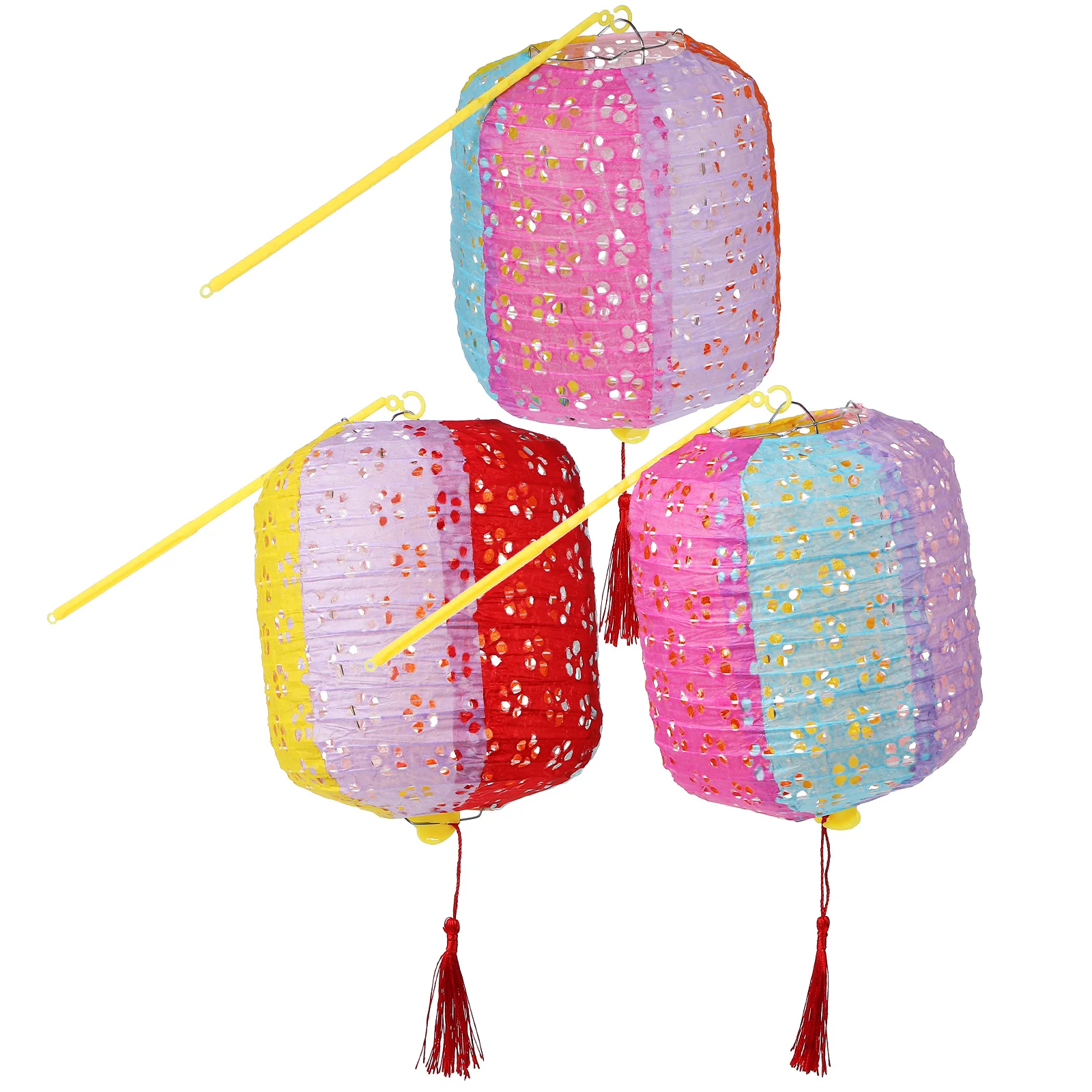 

3pcs Hollow Paper Lanterns Illuminated Festival Wedding Halloween Party Decoration Wax Gourd Shape Reusable Light Lantern For