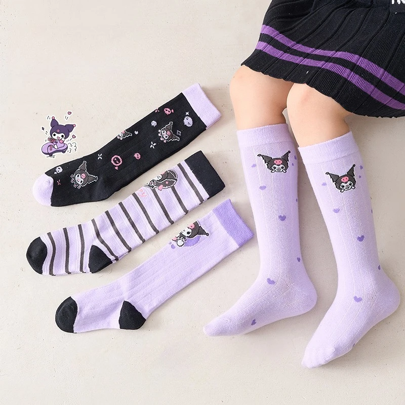 

4pcs Hot Sanrio Series Socks Cartoon Cinnamoroll Kuromi Breathable Absorb Sweat Cotton Thigh-high Socks Gifts