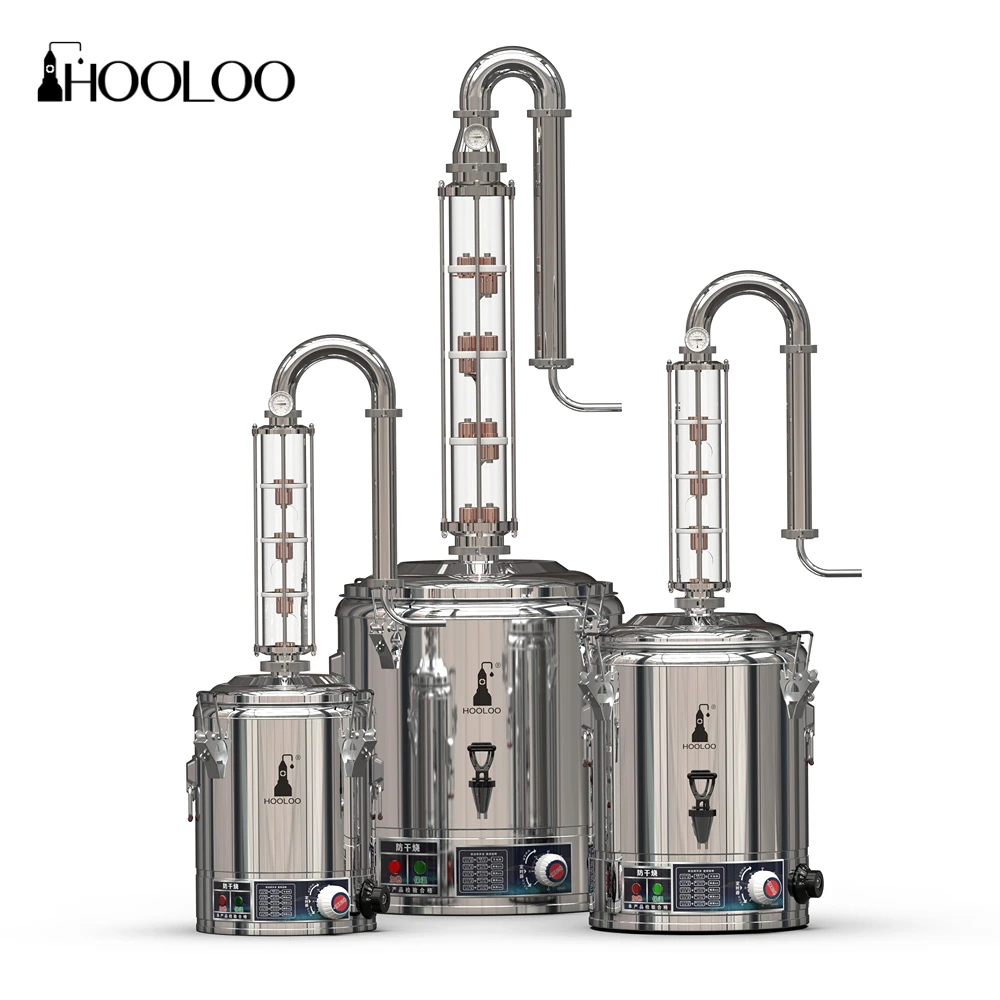 HOOLOO SIP15/25/50 المقطر المنزل التدفئة الكهربائية Moonshine لا تزال آلة التقطير النحاس الفولاذ المقاوم للصدأ عمود ويسكي