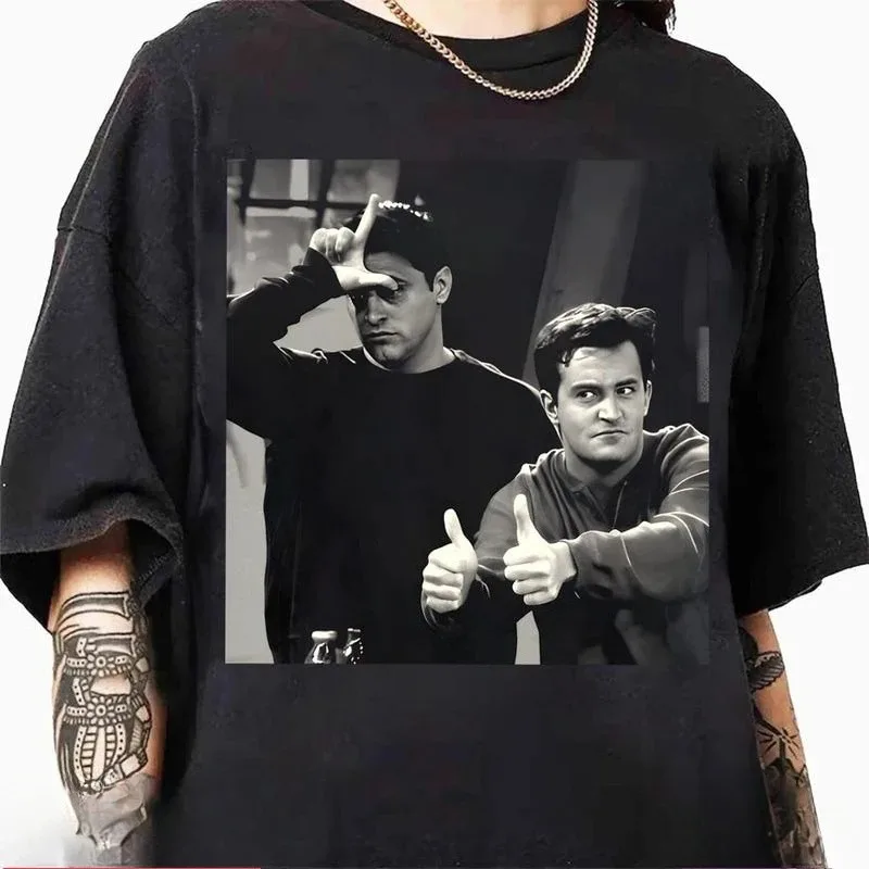 Camisetas de moda de verano con estampado de la serie Friends, estilo casual para café, con cuello redondo y manga corta, para uso urbano.