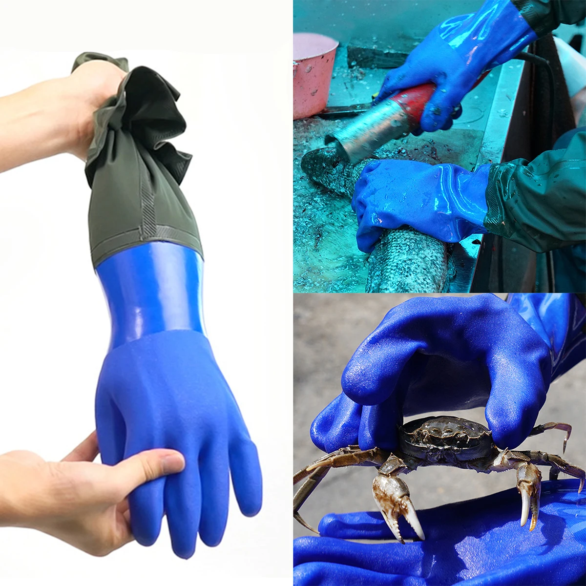 Kitchen Rubber Gloves Long Aquatic Industry Gloves Long Gloves 70cm with Arm Guards Thickened Gloves Gardening Waterproof Gloves