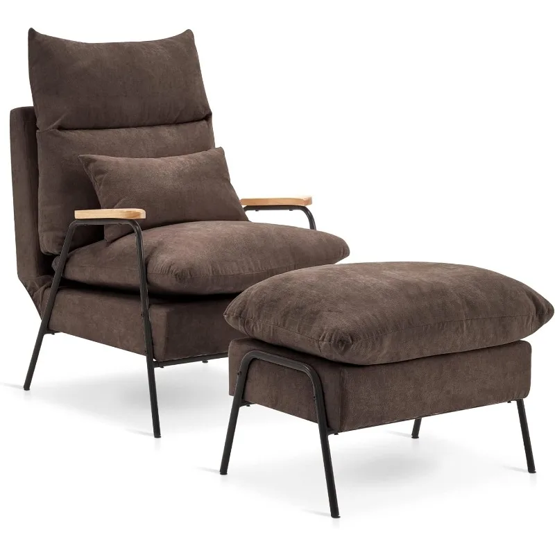 Accent Recliner Chair with, Modern Fabric Armchair, Upholstered Sofa Bed for Living Room Bedroom,