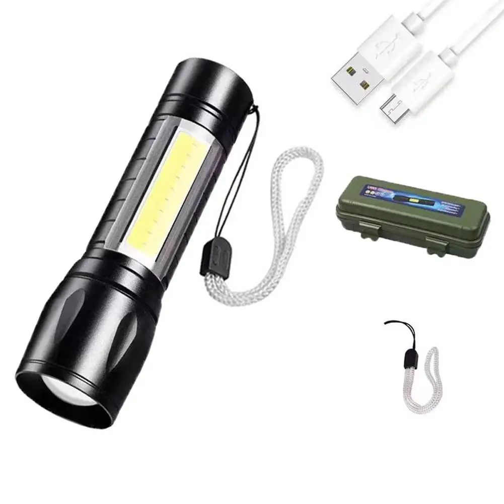 Mini lanterna led cob + xpe portátil tocha caneta de carregamento usb lanterna acampamento tático zoomable clipe com lanterna li x6x7