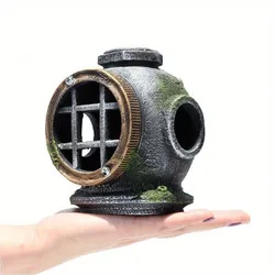 1pc Resin Diving Helmet Wreck Aquarium Fish Tank Landscaping Creative Decoration Ornament Through Rest Shelter for Tank