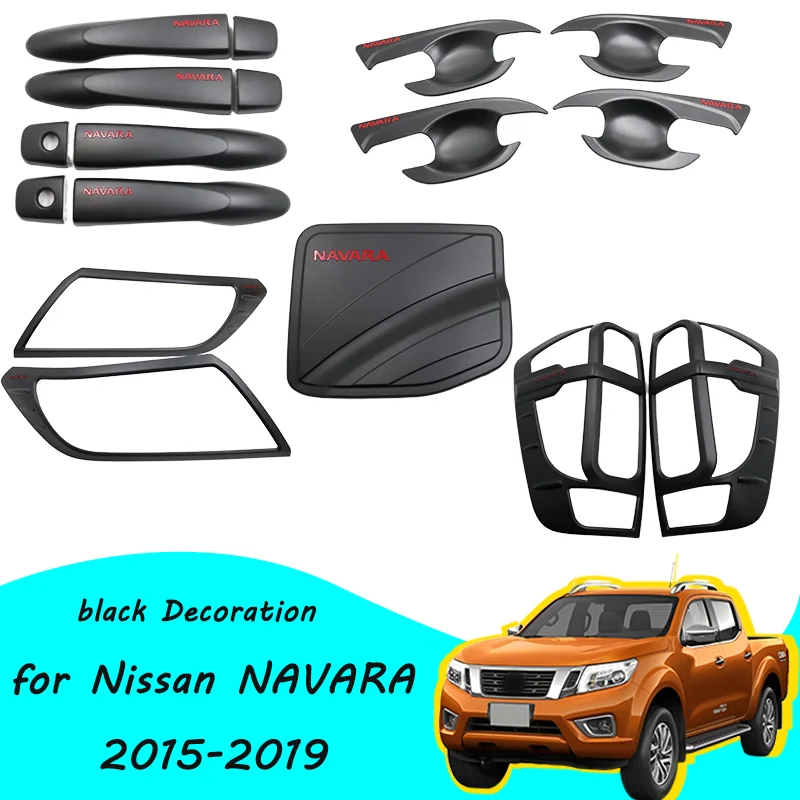 Для Nissan Navara NP300 2019, пластиковая черная крышка ручки, крышка чаши, крышка масляного топливного бака, крышка переднего фонаря, крышка заднего фонаря
