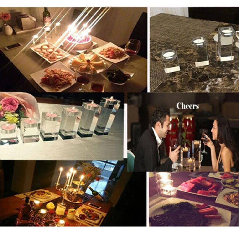 

Crystal Candlestick Cube Holder Clear No Impurities Smooth Surface Romantic Dinner Wedding Table Decoration Home