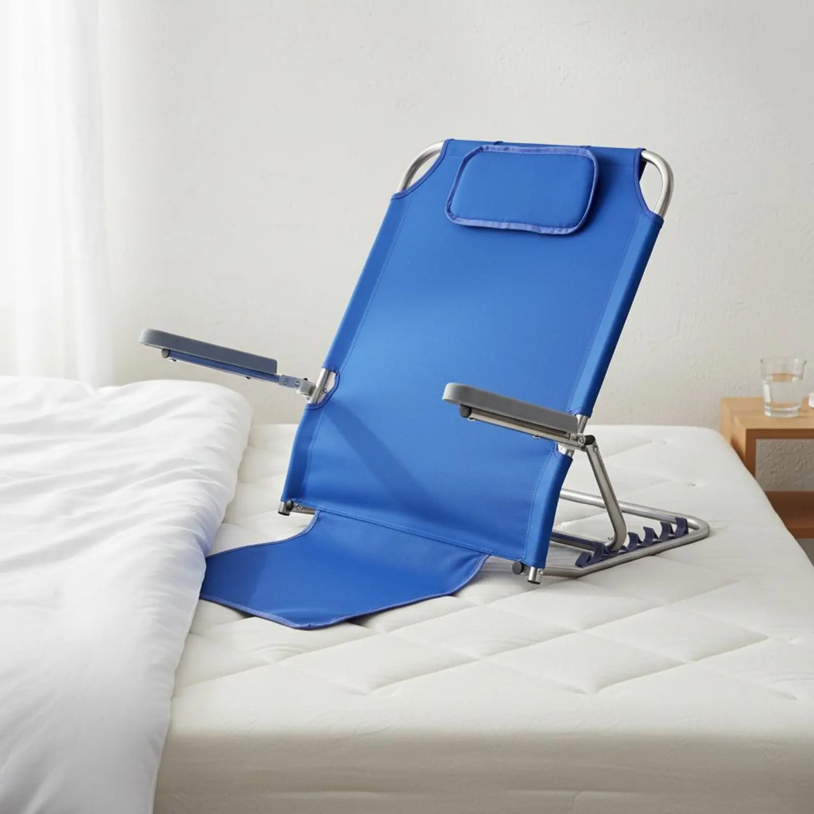 Adjustable Bed Backrest Easy to Clean Bed Reading Backrest Mesh Back Support Seat Sturdy Steel Frame Home Furniture for Patients