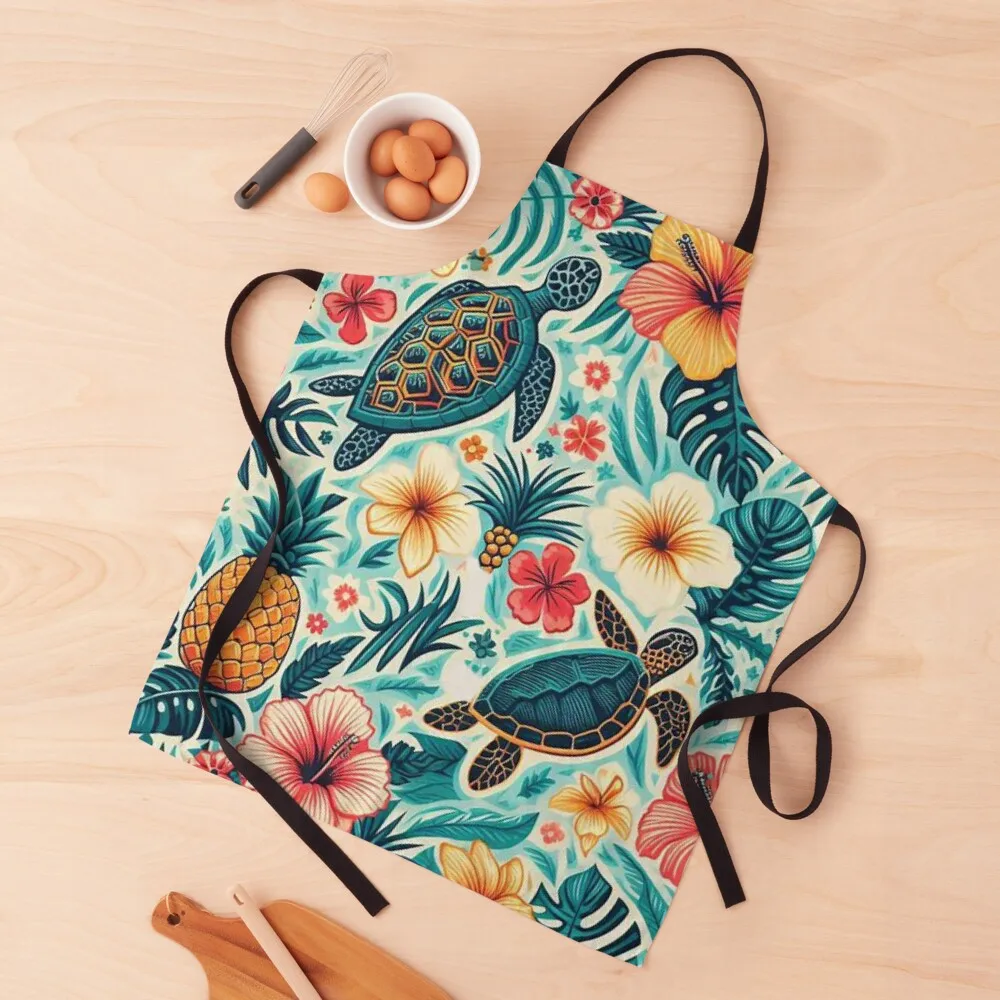 

Hawaiian Pattern Apron Camping Cute Kitchen Chef Uniform Woman Ladies Apron