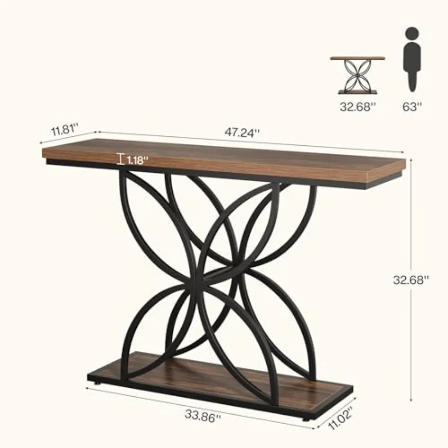 طاولة وحدة التحكم الصناعية للمدخل مقاس 47 بوصة مع طاولة أريكة بقاعدة معدنية فريدة من نوعها على شكل فراشة لغرفة المعيشة #2