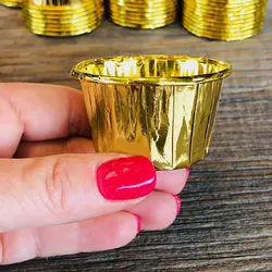 Small mini Aluminum Foil Cupcake Wrapper Paper Gold Liner Baking Cups Tray Case Wedding Caissettes Muffin Party Decoration