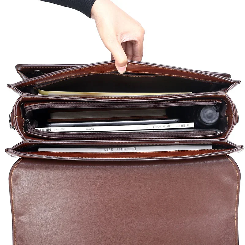 Bandolera de mano de lujo para ordenador portátil, bolso de cuero auténtico para documentos, novedad de 2024