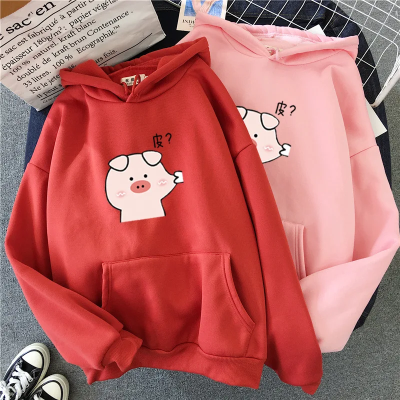 

Cartoon Cute Pig Hoodies Hooded Woman Fleece Long Sleeve Jumper Female Sweatshirt Casual Winter Women Clothing,drop shipping