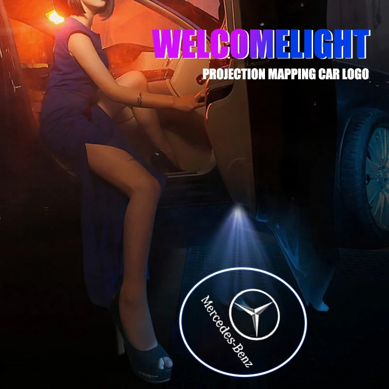 

LED Car Door Welcome Lights Laser Projector Wireless Car HD Courtesy Lamp For MERCEDES BENZ W211 W204 W210 W203 CLA GLA AMG W177