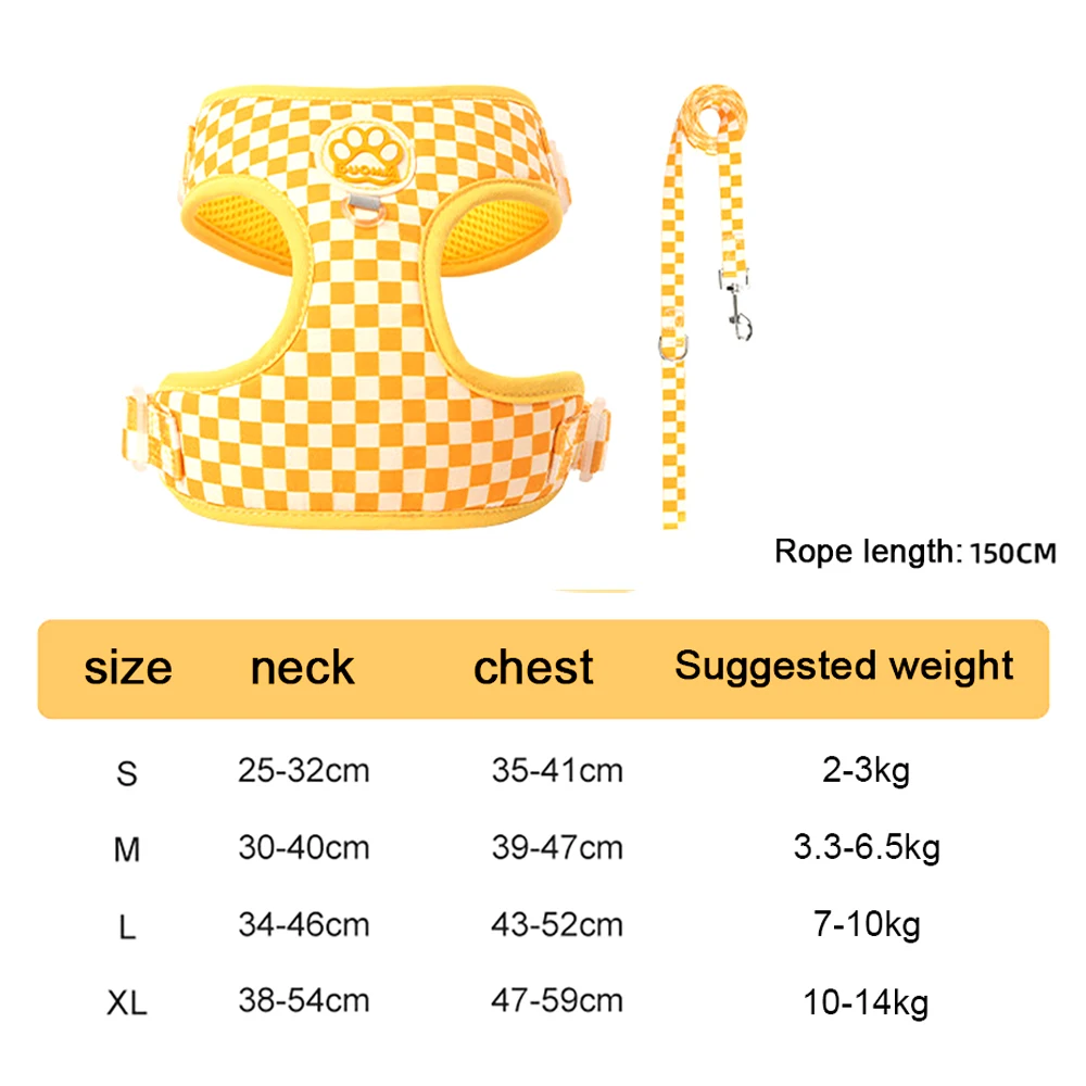 Adjustable Padded Dog Harness And Leash Set For Small Medium Pets_voghion.com