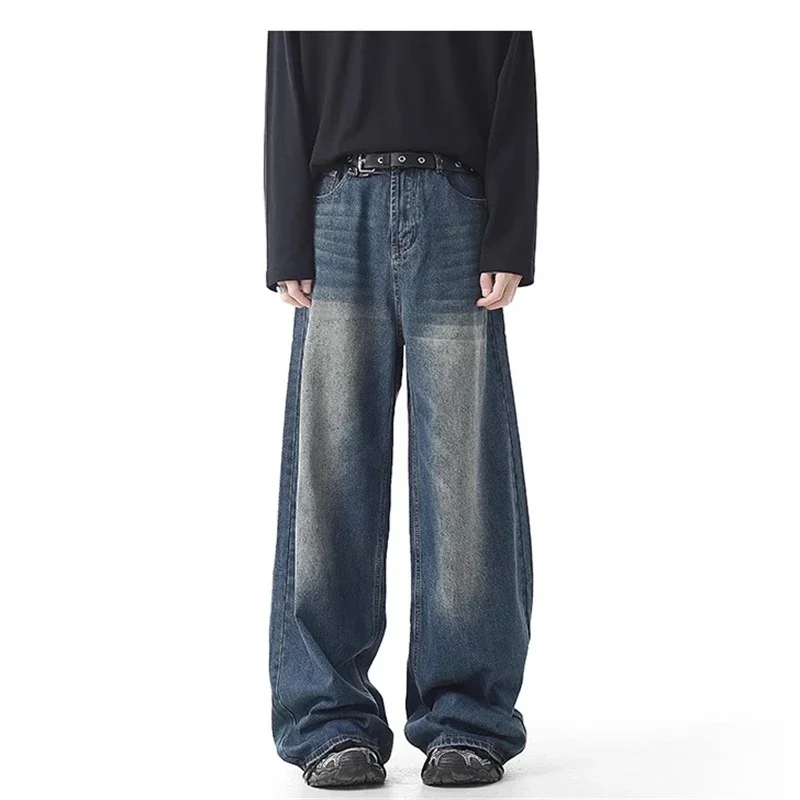

Women's Retro Style High Waisted Straight Unisex Jeans Street Cool Girl Bottoms Wide Legs Pants Female Baggy Denim Trousers