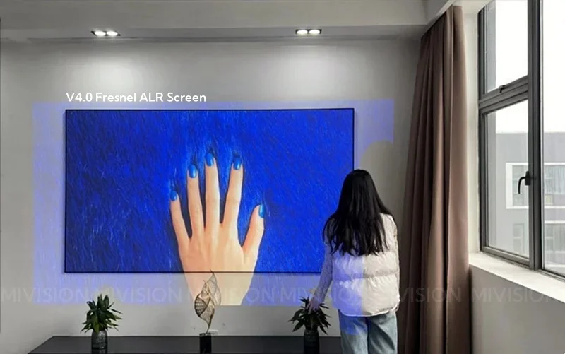 100 ''120'' ALR Weiche Flexible Fresnel Festen Rahmen Lange Werfen Projektion Bildschirm für Normale Fokus Projektor Anti Licht Vorhang – Detail 6
