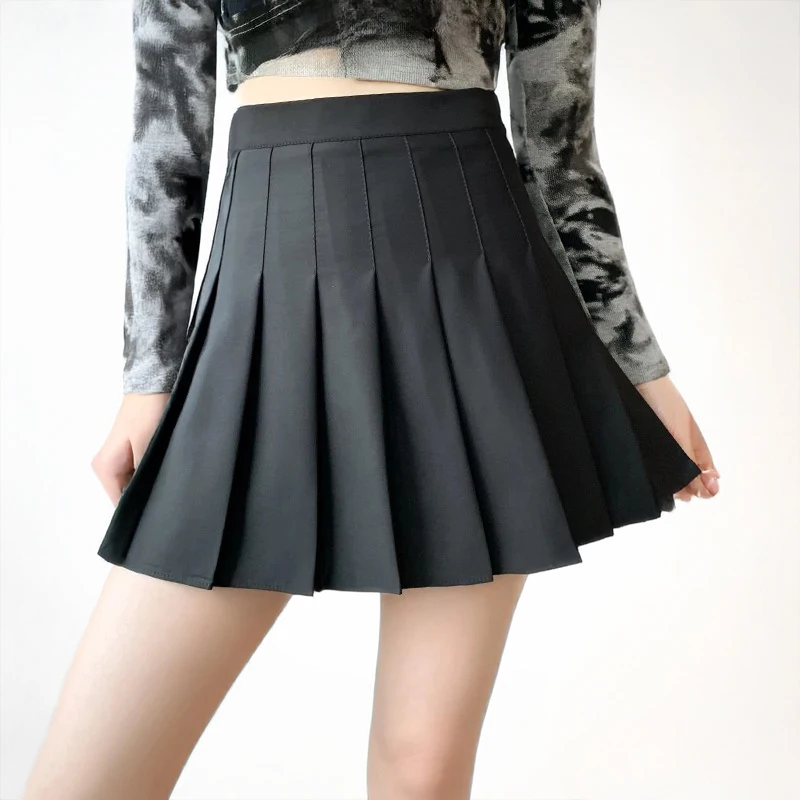 

High Waist Pleated Mini Skirt Black Knife Pleats Tennis Skirt with Built-in Shorts Women Skirts Y2K Japanese Spring Summer 2026