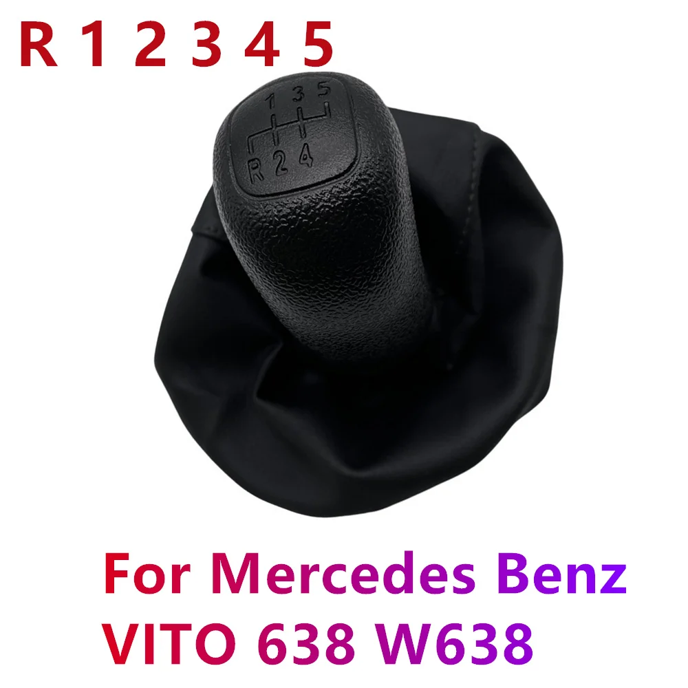 Manual Car Gear Shift Knob Shiter Handle With Gaiter Boot Cover 5 Speed #0002670010 For Mercedes Benz VITO W638 Leather Parts