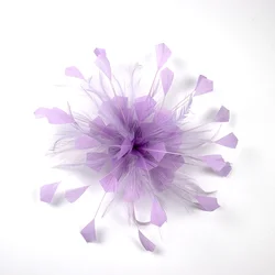 1Pcs Women Hair Clips Feathers Flower Pink Purple Cocktail Party Wedding Elegant Fascinator Hair Accessories Plume Wholesale