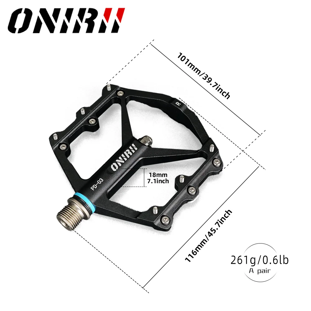 ONIRII-MTB Bicycle Pedals with Anti-slip Nails, Aluminum Bearing, Ultralight, Waterproof, Flat Pedal for Mountain and Road Bike