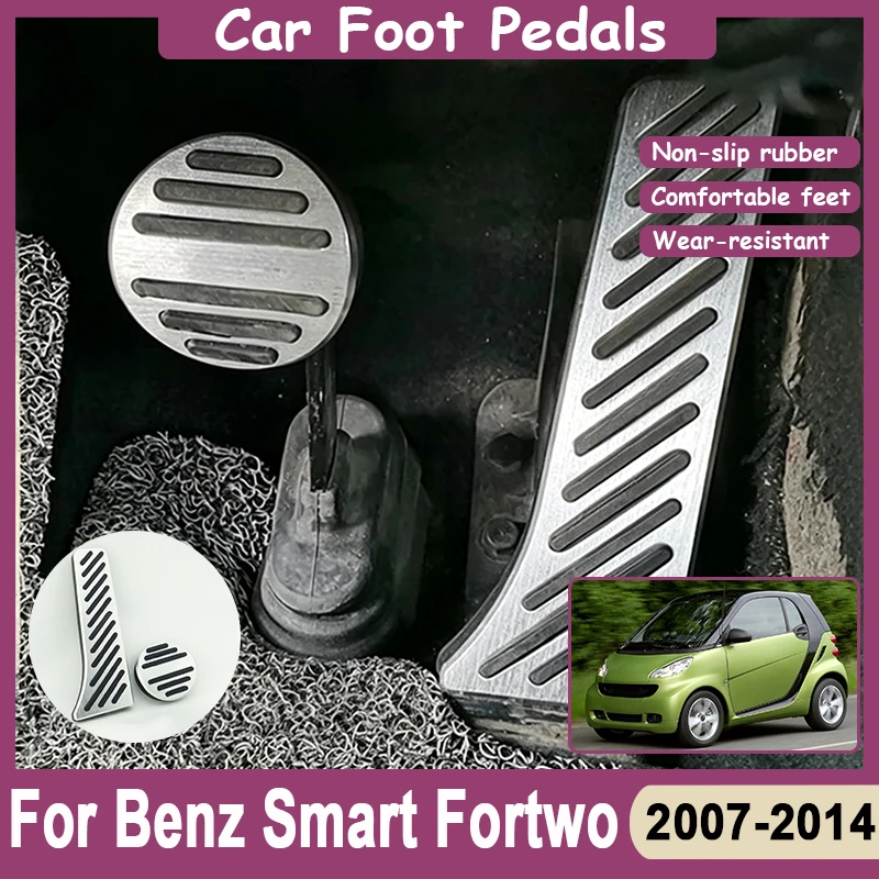 For Mercedes Smart Fortwo W451 Acessories 2007~2014 Car Foot Pedals Gas Brake Accelerator Stainless Steel Non-slip Pedal Cover