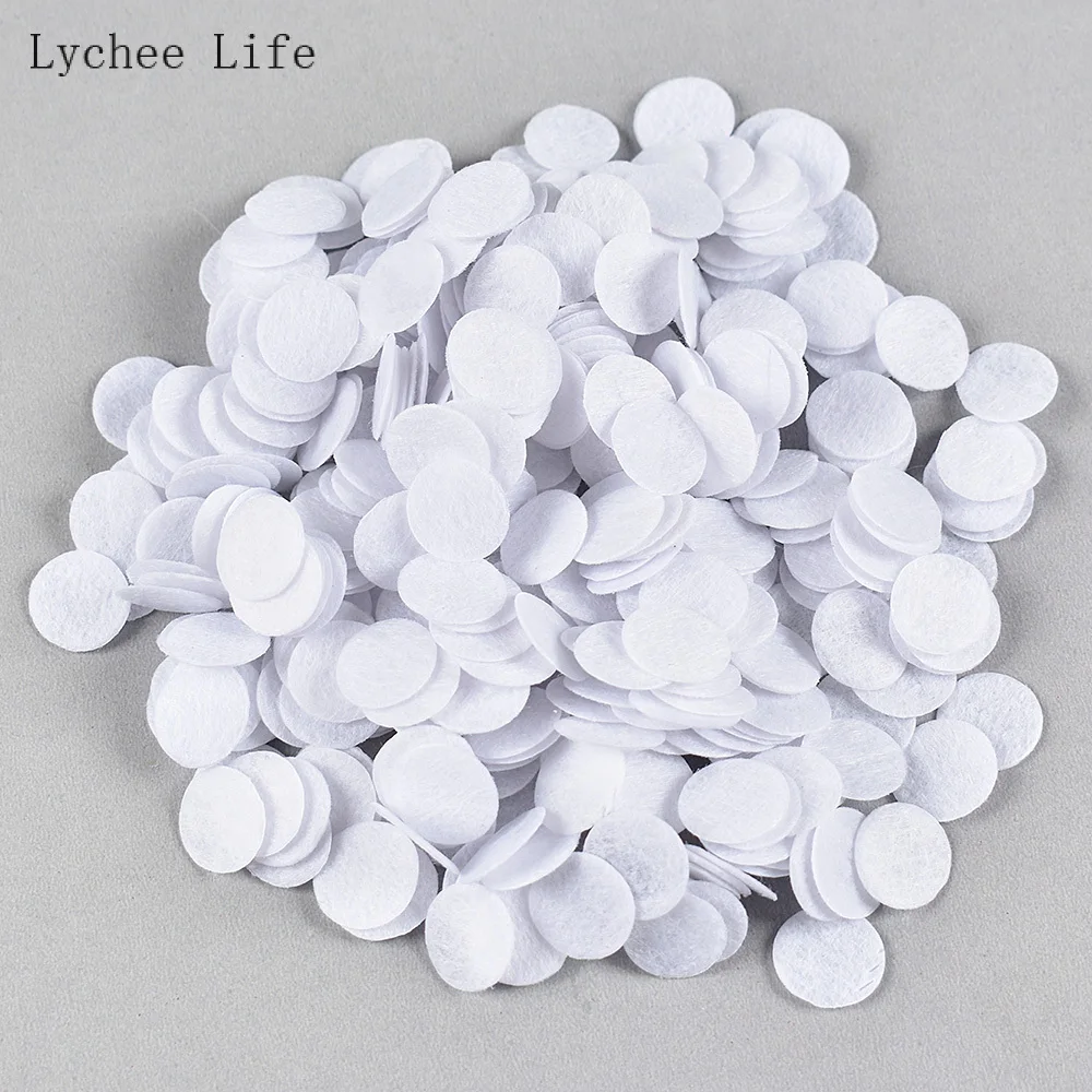 Lychee Life 1000/500Pcs White Color Non-Woven Round Felt Circle Fabric Pads 1/1,5cm For Dolls Clothes Diy Sewing Accessories