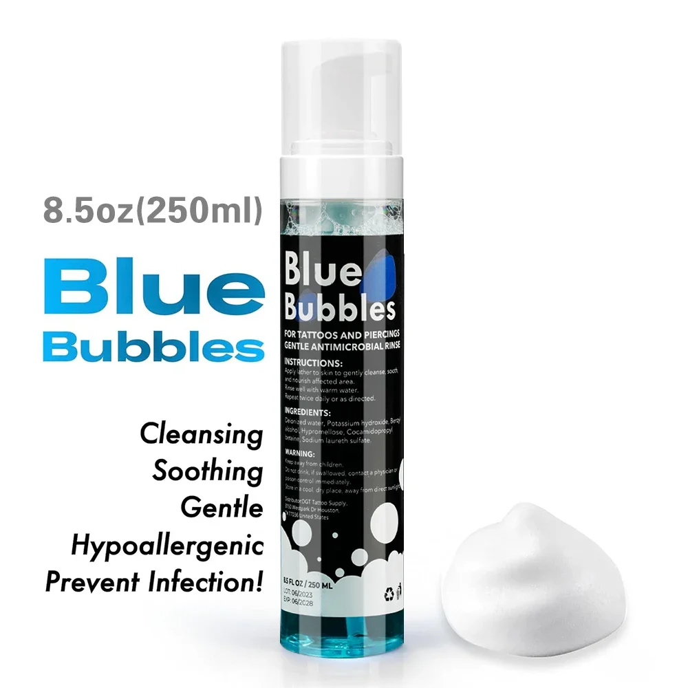 

8.5oz Blue Bubbles Foaming Aftercare Tattoo Soap to Heal Cleanse and Clean Skin Piercings - Gentle Moisturizing, Vegan Formula