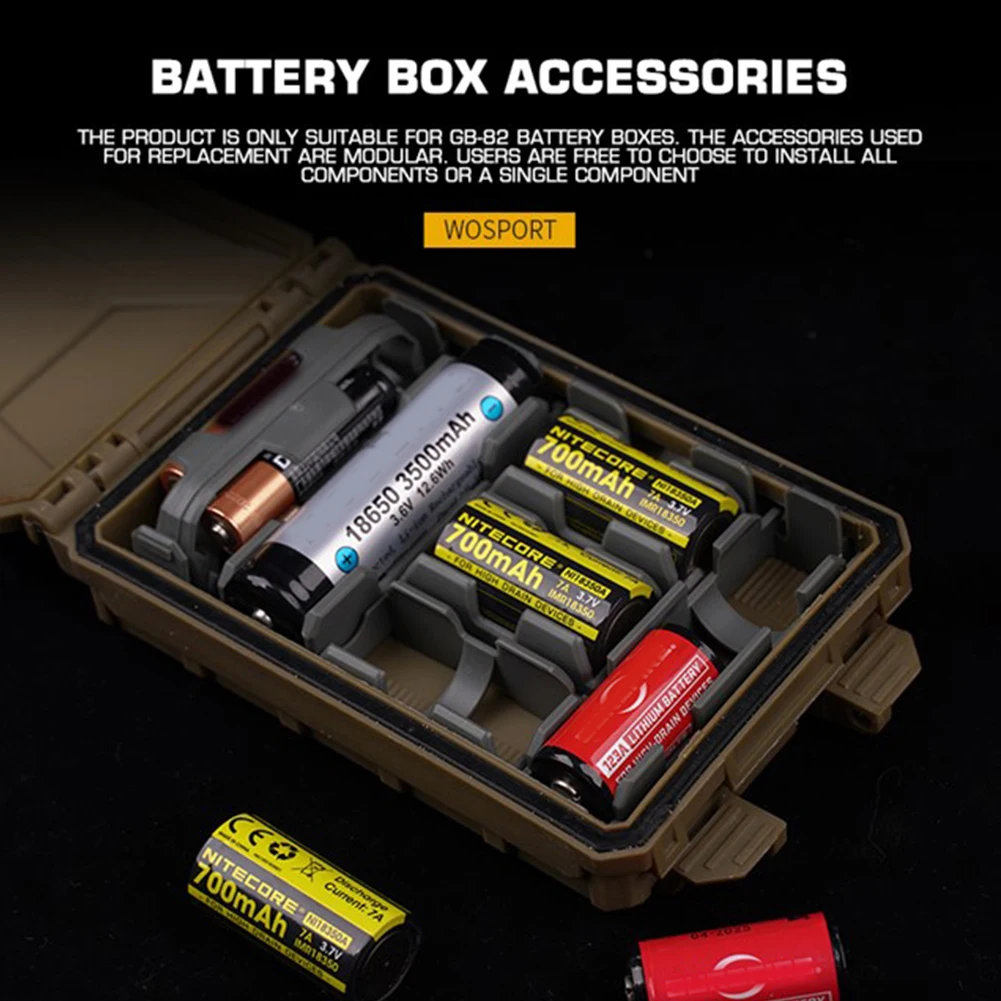 Caja de batería Modular táctica, accesorios, organizador de batería, almacenamiento de batería, inserto de batería para baterías AAA 18650 18350 CR123A