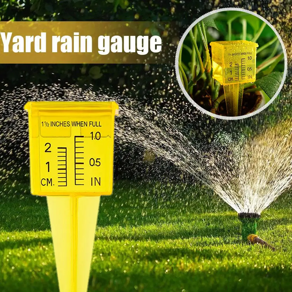 1 Pcs Outdoor Flowerpot Sprinkler Rain Gauge Lawn Water Quality Bright Yellow Tool High Water Gauge Rain Outdoor Measuremen J7i3