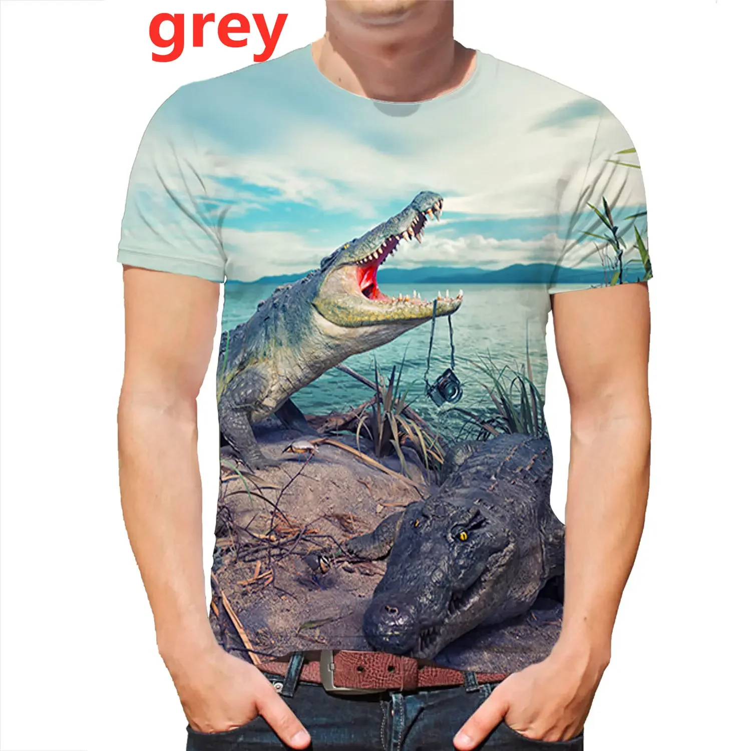 Summer Sea Animals Crocodile 3D Printed Fish T-Shirt Top Hipster Tee Shirts Men Short Sleeve Tops