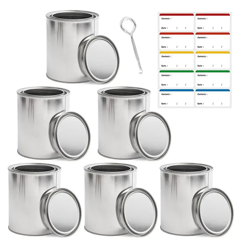 

LIKE WISH Paint Cans Withlids 1 Quart Paint Storage Containers 6 Pieces Metal Can Buckets Forpreserving Paint Withbottle