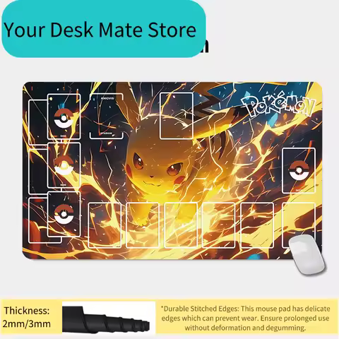 Large Pokemon Pikachu TCG Playmat Extended Rubber Card Mat with Battle/Deck Zones