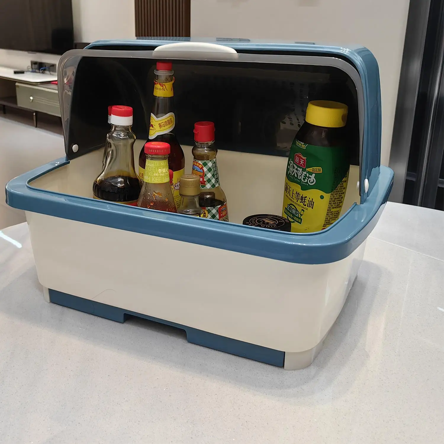 

Kitchen Office Spice Storage Ra Cover Dustproof elf Tabletop Organizer Sna Seasoning Stand Non-Pierced Plastic elf