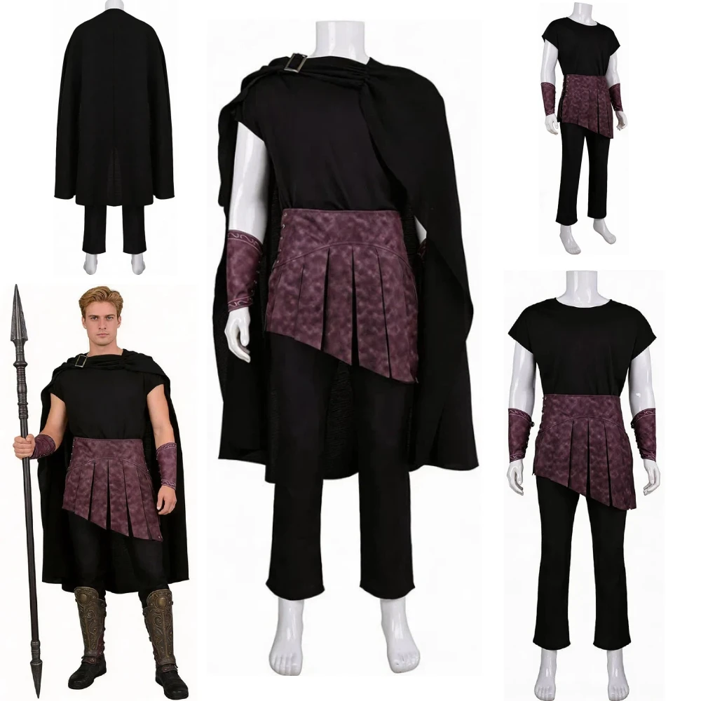 Disfraz de Anime The Odyssey Odysseus, capa con cordones, guantes, conjunto completo de caballero medieval renacentista para Halloween